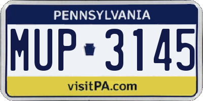 PA license plate MUP3145