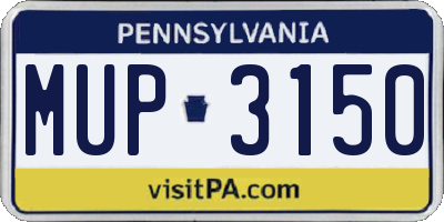 PA license plate MUP3150