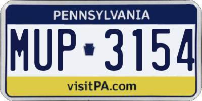 PA license plate MUP3154