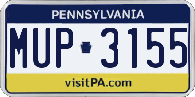 PA license plate MUP3155