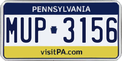 PA license plate MUP3156