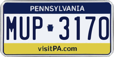 PA license plate MUP3170