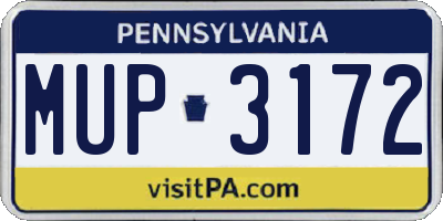 PA license plate MUP3172