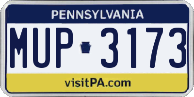 PA license plate MUP3173