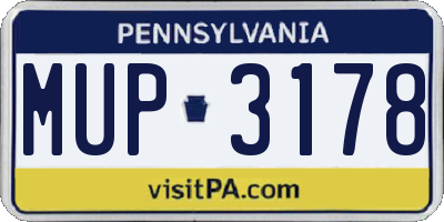 PA license plate MUP3178
