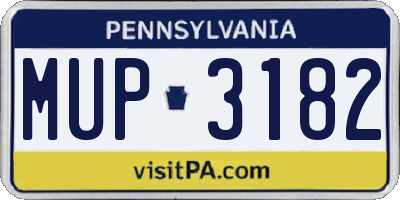 PA license plate MUP3182