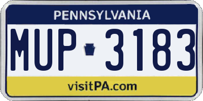 PA license plate MUP3183