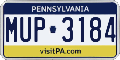 PA license plate MUP3184
