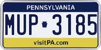 PA license plate MUP3185