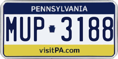 PA license plate MUP3188