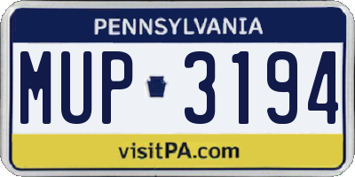 PA license plate MUP3194