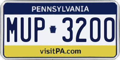 PA license plate MUP3200