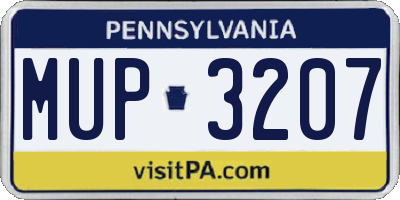 PA license plate MUP3207