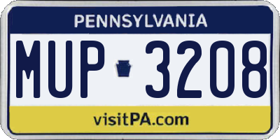 PA license plate MUP3208