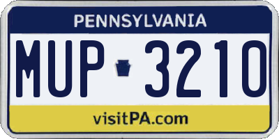 PA license plate MUP3210