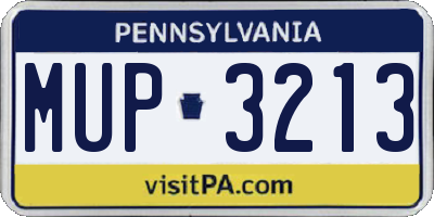 PA license plate MUP3213