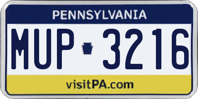PA license plate MUP3216