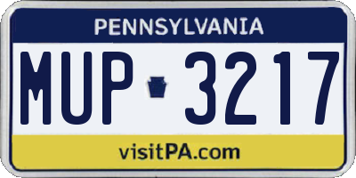 PA license plate MUP3217