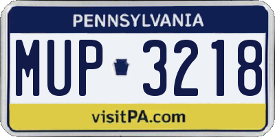 PA license plate MUP3218