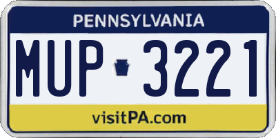 PA license plate MUP3221