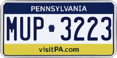 PA license plate MUP3223