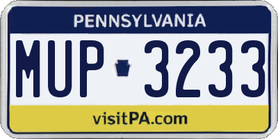 PA license plate MUP3233