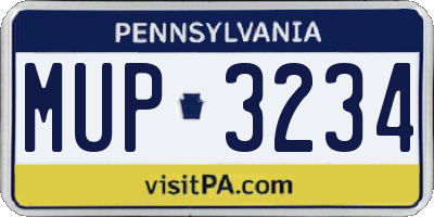 PA license plate MUP3234