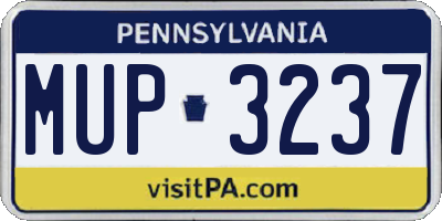 PA license plate MUP3237