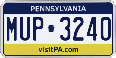 PA license plate MUP3240