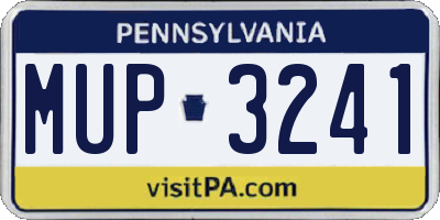 PA license plate MUP3241