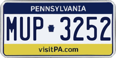 PA license plate MUP3252