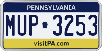 PA license plate MUP3253