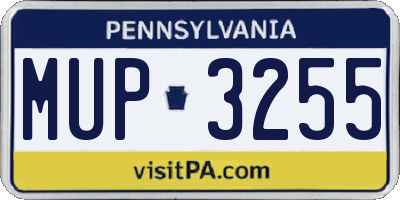 PA license plate MUP3255