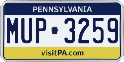 PA license plate MUP3259