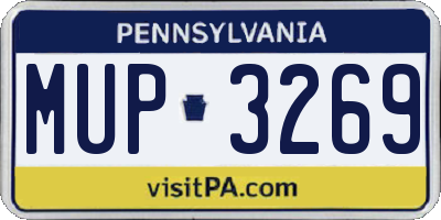 PA license plate MUP3269