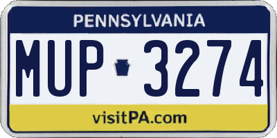 PA license plate MUP3274