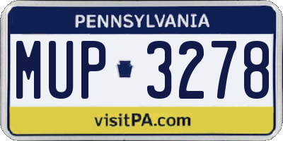 PA license plate MUP3278