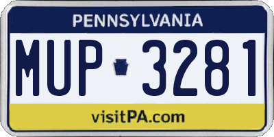 PA license plate MUP3281