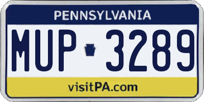 PA license plate MUP3289