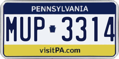 PA license plate MUP3314