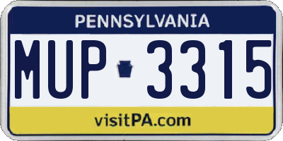 PA license plate MUP3315