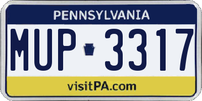 PA license plate MUP3317