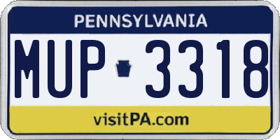 PA license plate MUP3318