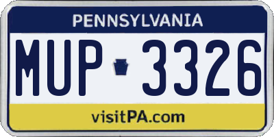 PA license plate MUP3326