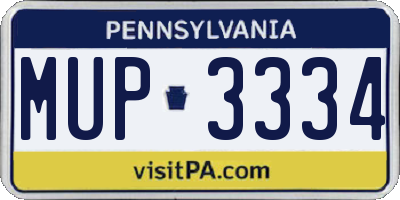 PA license plate MUP3334