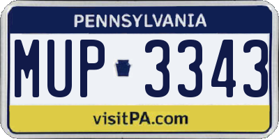 PA license plate MUP3343