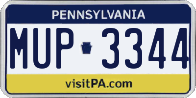 PA license plate MUP3344