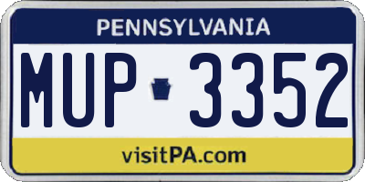 PA license plate MUP3352
