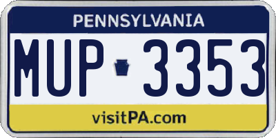 PA license plate MUP3353
