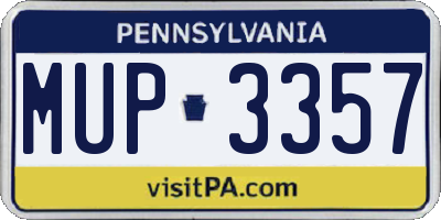 PA license plate MUP3357